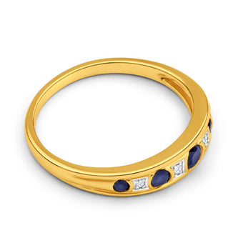 9ct Yellow Gold Natural Sapphire and Diamond Ring