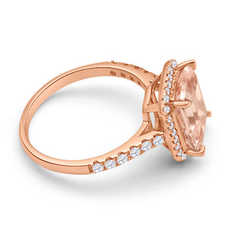 9ct Rose Gold Morganite and Diamond Ring