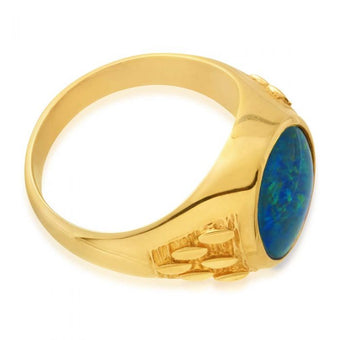 9ct Yellow Gold Triplet Opal Gents Ring