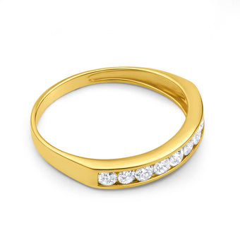 9ct Yellow Gold Diamond Ring Set with 10 Brilliant Cut Diamonds