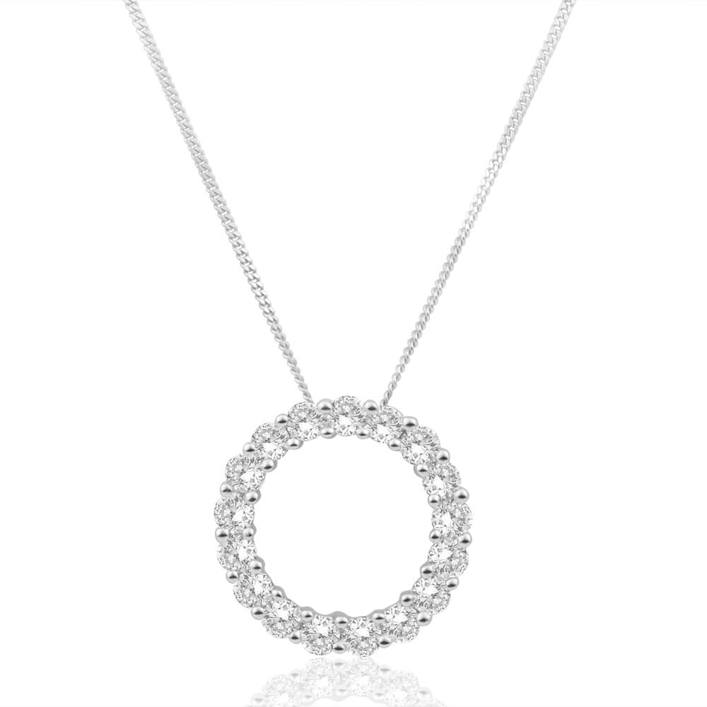 Flawless Cut 9ct White Gold Diamond Circle Of Life Pendant With Chain 