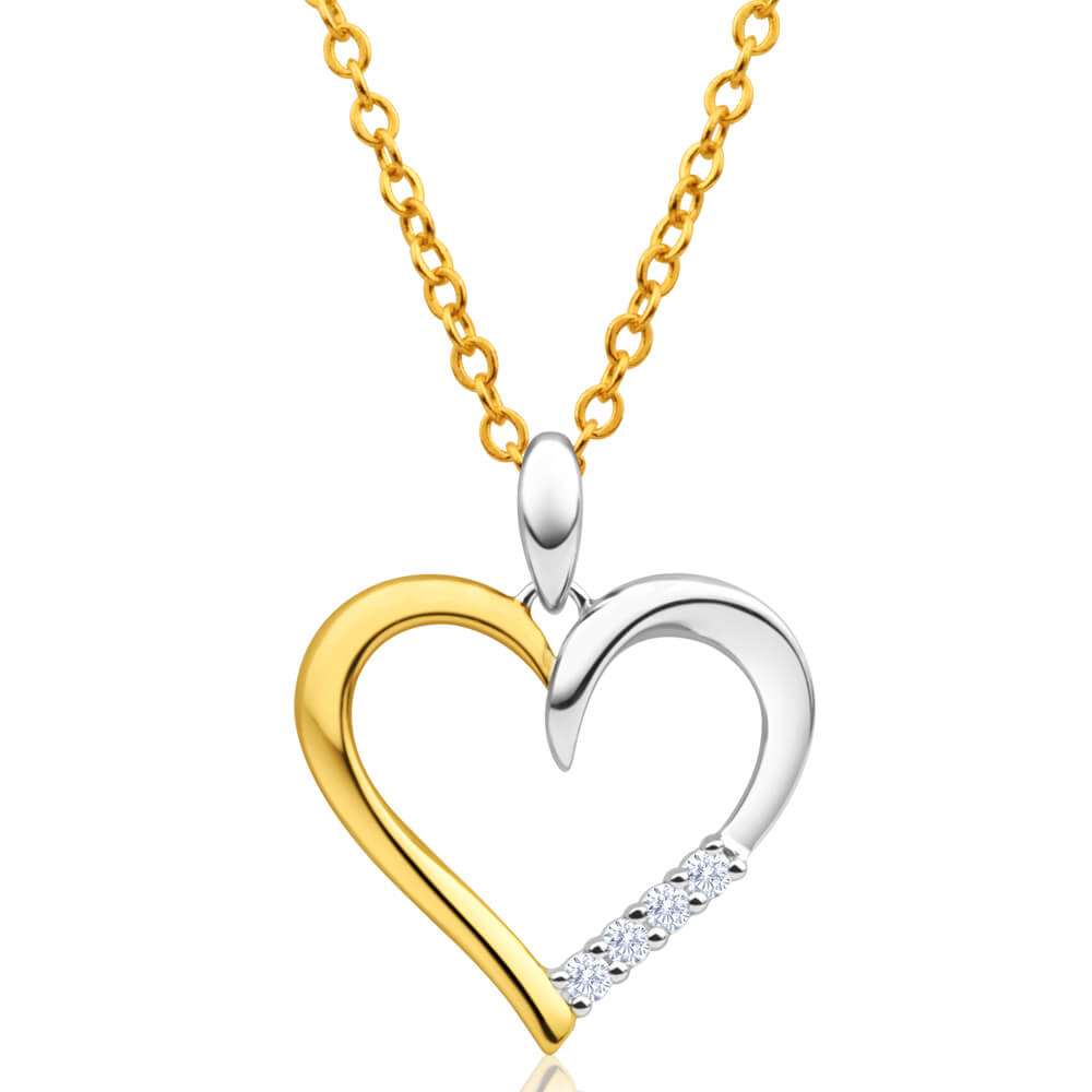 9ct Yellow Gold & White Gold Diamond Pendant – Shiels Jewellers