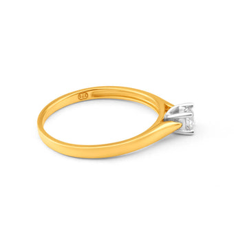 9ct Yellow Gold & White Gold Solitaire Ring With 0.2 Carat Diamond