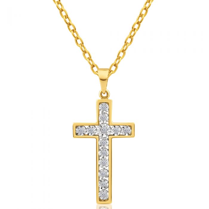 9ct Yellow Gold Diamond Cross Pendant – Shiels Jewellers