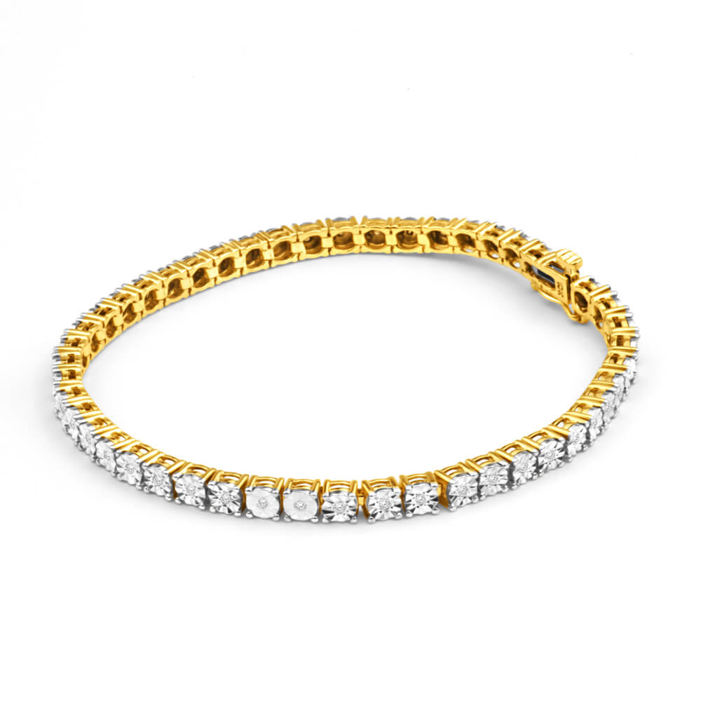 14K Yellow Gold Crown Set Round Diamond Tennis Bracelet (4 CT T.W.) – MB  Altman Jewelry