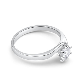 9ct White Gold Solitaire Ring With 3/8 Carat 6 Claw Set Diamond