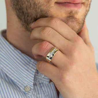 His and Hers Rings  9ct Yellow Gold Diamond Mens Ring with 10 Brilliant Diamonds