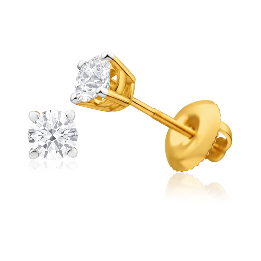 18ct Yellow Gold 1/2 Diamond Stud Earrings – Shiels Jewellers