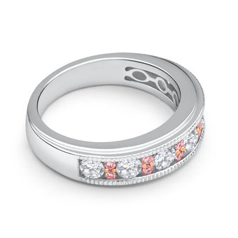 Pink Diamond 18ct White Gold Channel Set Diamond Ring