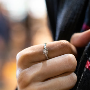 9ct White Gold Solitaire Ring with 1/5 Carat of Diamonds