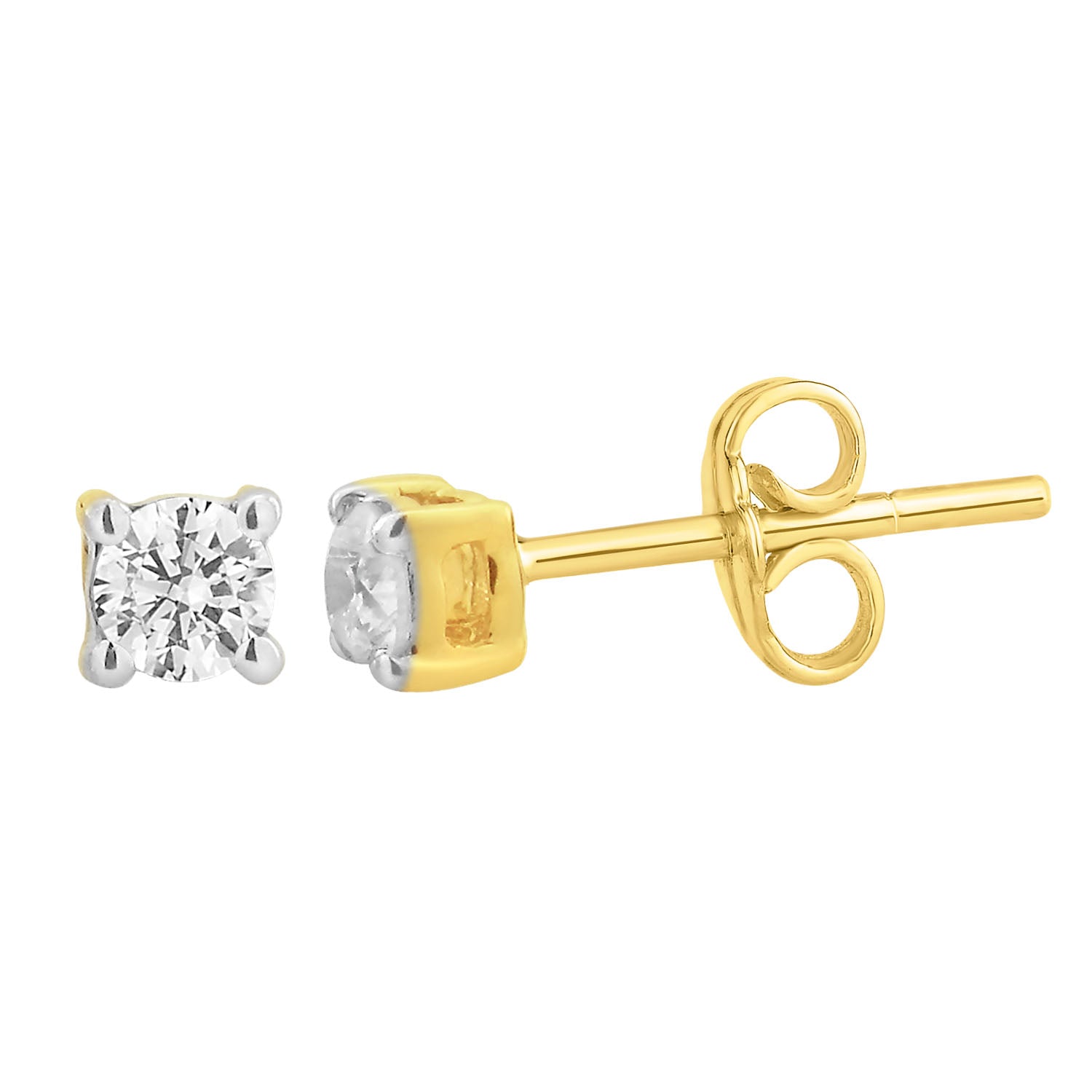 9ct Yellow Gold  0.10 Carat Diamond Stud Earrings