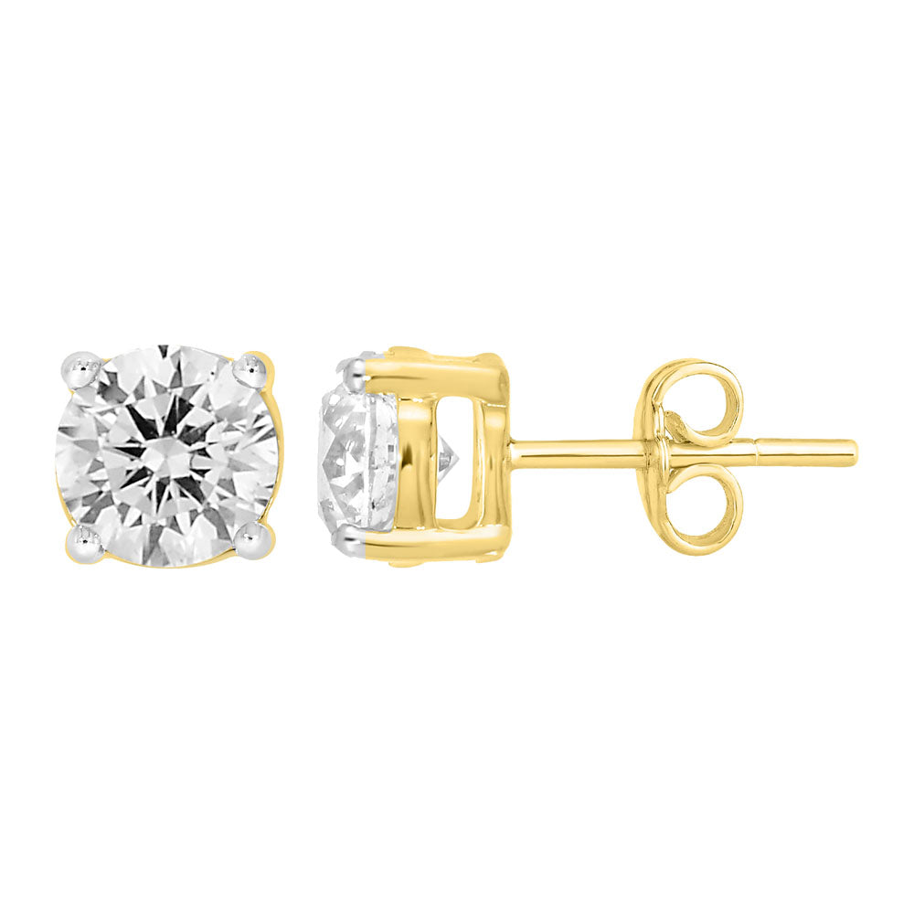 9ct Yellow Gold  2.00 Carat Diamond Stud Earrings