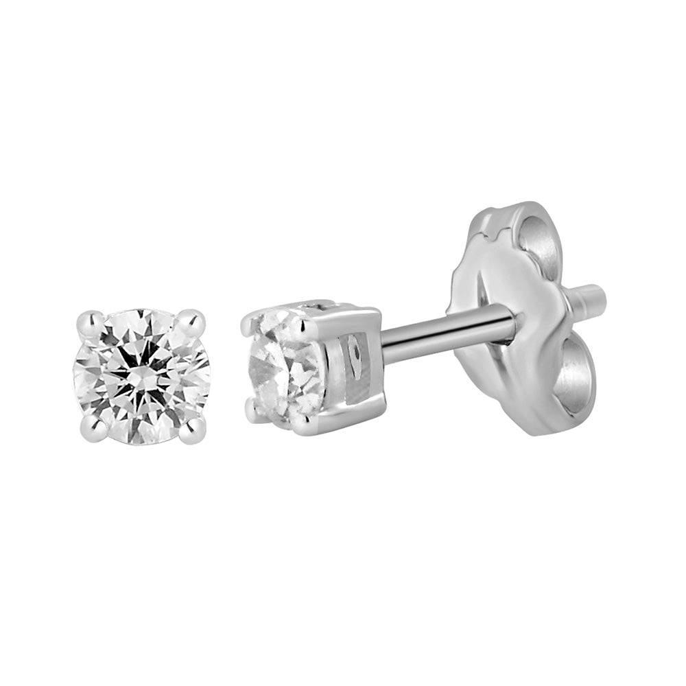 9ct White Gold 0.30 Carat Brilliant Cut Diamond Stud Earrings