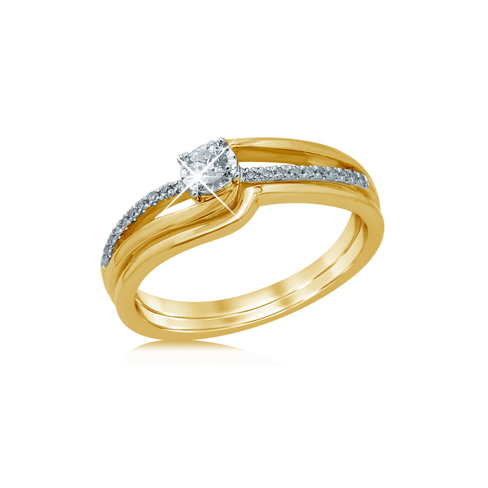 9ct Yellow Gold 15 Point Diamond Bridal Ring Set – Shiels Jewellers