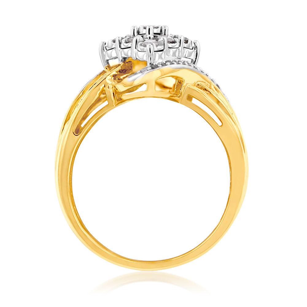 Gold Plated Silver 1/2 Carat Diamond Ring – Shiels Jewellers