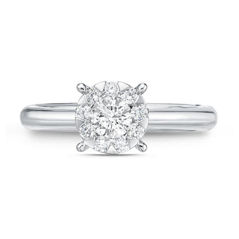 Memoire 18ct White Gold 0.30 Carat Diamond Bouquet Solitaire Ring