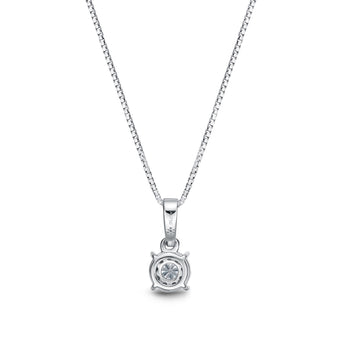 Memoire 18ct White Gold 1/3 Carat Diamond Bale 4 Prong Pendant with Chain