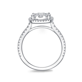 Memoire 18ct White Gold 0.60 Carat Diamond Bouquet Cushion Halo Solitaire Ring