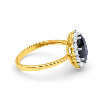 9ct Yellow Gold 2.5 Carat Natural Sapphire + Zirconia Ring