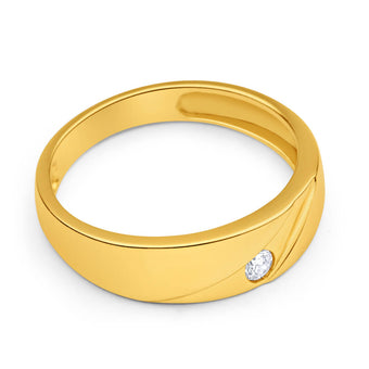 9ct Yellow Gold Round Cubic Zirconia Gents Ring