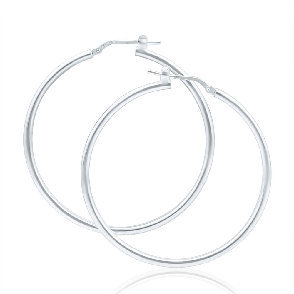 Sterling Silver 40mm Plain Thin Hoop Earrings Shiels Jewellers 5280