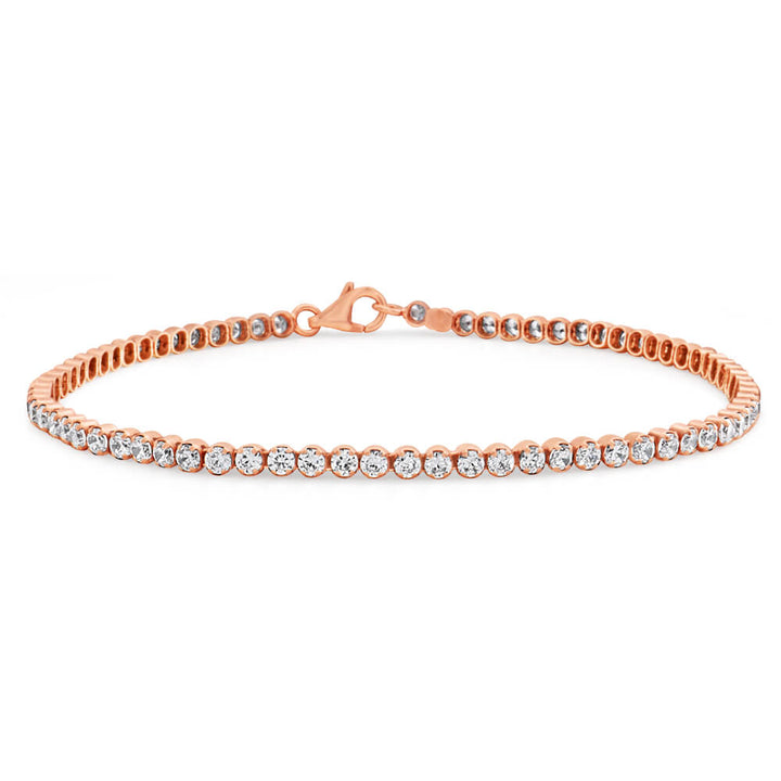 Rose Gold Plated Sterling Silver Cubic Zirconia 19cm Tennis Bracelet