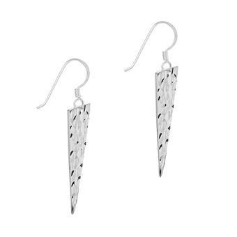 Sterling Silver Hammered Triangle Drop Earrings