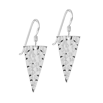 Sterling Silver Hammered Triangle Drop Earrings