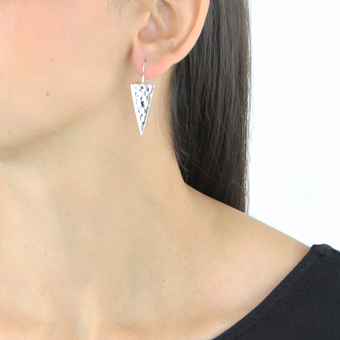 Sterling Silver Hammered Triangle Drop Earrings