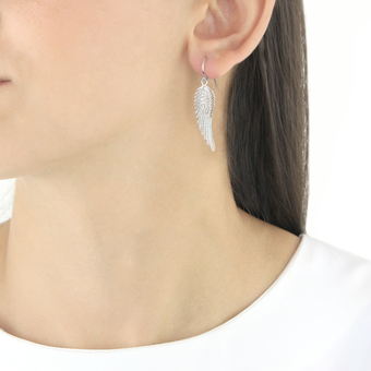 Sterling Silver Angel Wing Drop Earrings