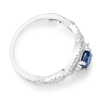 Sterling Silver Created Sapphire and Zirconia Ring