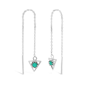 Sterling Silver Created Turquoise Drop Earrings