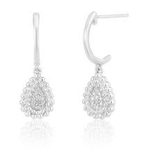 Load image into Gallery viewer, Sterling Silver 0.02 Carat Diamond Pear Drop Earrings with 4 Brilliant Cut Diamonds