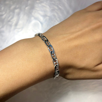 21cm Sterling Silver Anchor 150 Gauge Bracelet