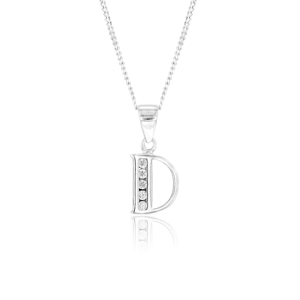 Sterling Silver Cubic Zirconia Initial 