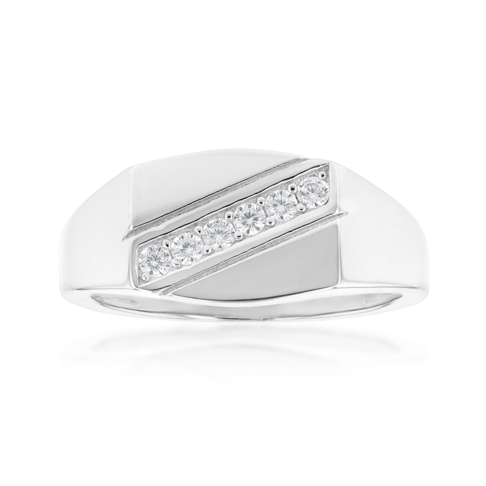 Buy quality 925 Sterling Silver AD Diamond Casual Gents Ring in Ahmedabad