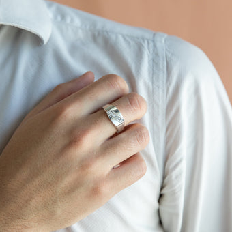 Sterling Silver Zirconia Mens Ring