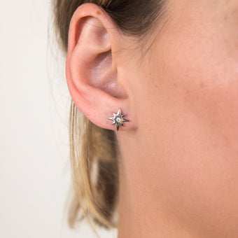 Sterling Silver Cubic Zirconia Star Stud Earrings