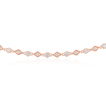 Rose Gold Plated Cubic Zirconia Fancy Choker Chain