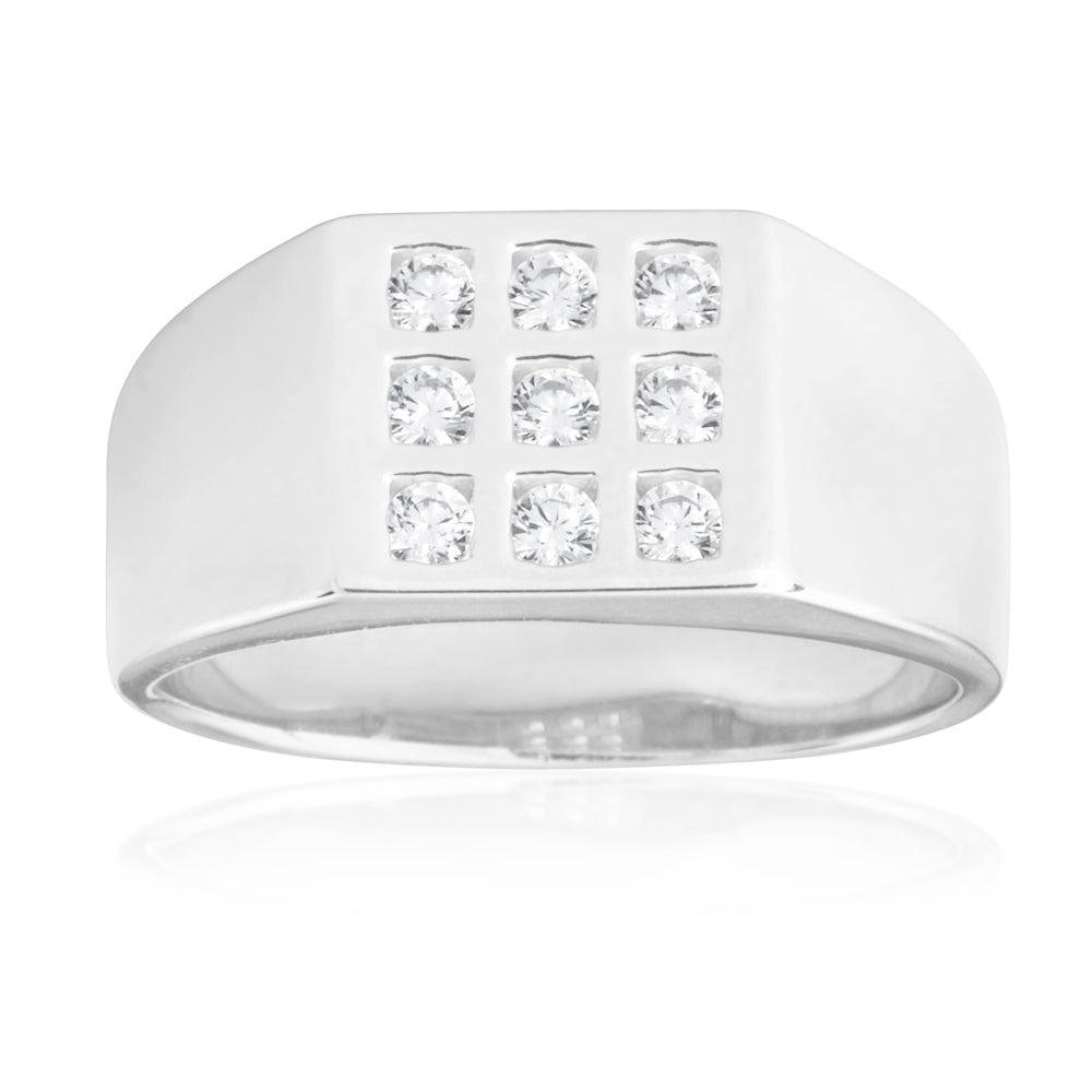 Sterling Silver Cubic Zirconia Grid Ring Shiels Jewellers