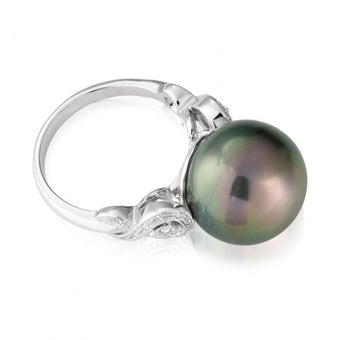 9ct Tahitian Pearl & Diamond Ring