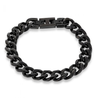 Stainless Steel Reversible Black/SteelCurb Bracelet